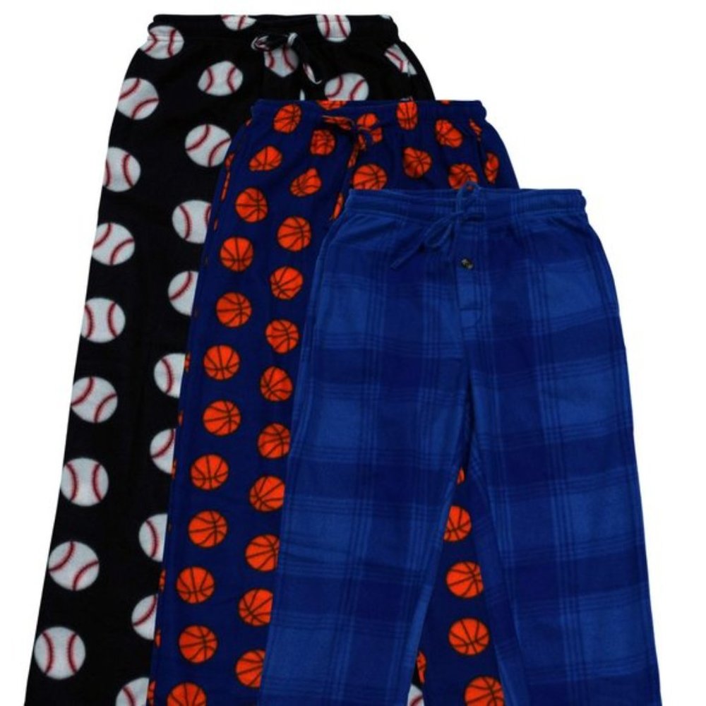 New Boys Super-Soft Fleece 3-Pack Pajama Pant Set.